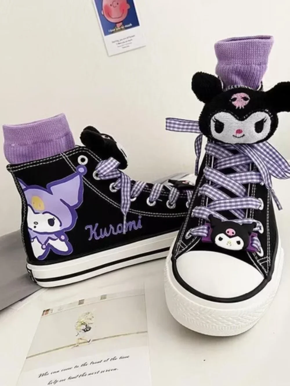 {NEW} Women's Kuromi Canvas Hightop Sneakers Size 8